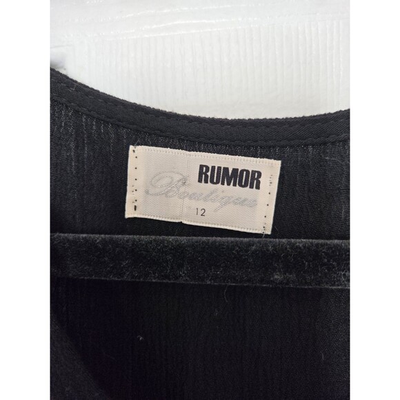 Rumor Babydoll Mini Dress Shirt Lace SZ 12  Black Bell Sleeve Y2k Whimsical Goth - Picture 10 of 16